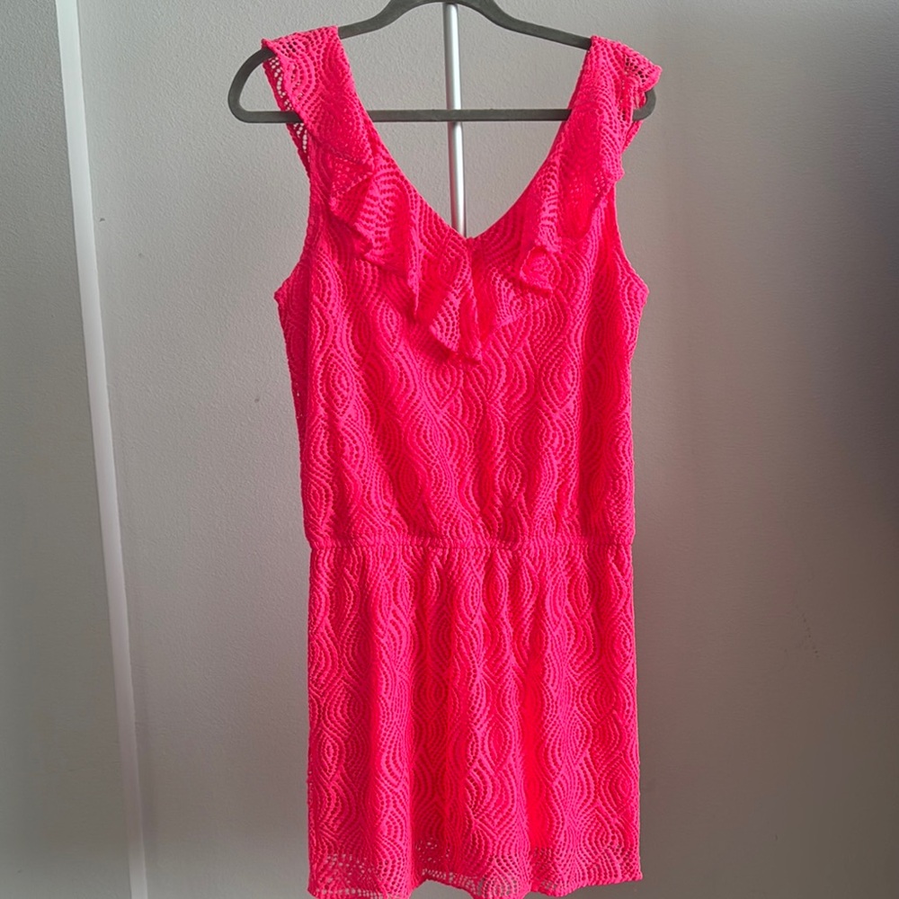 Lilly Pulitzer Hot Pink Ruffle Romper